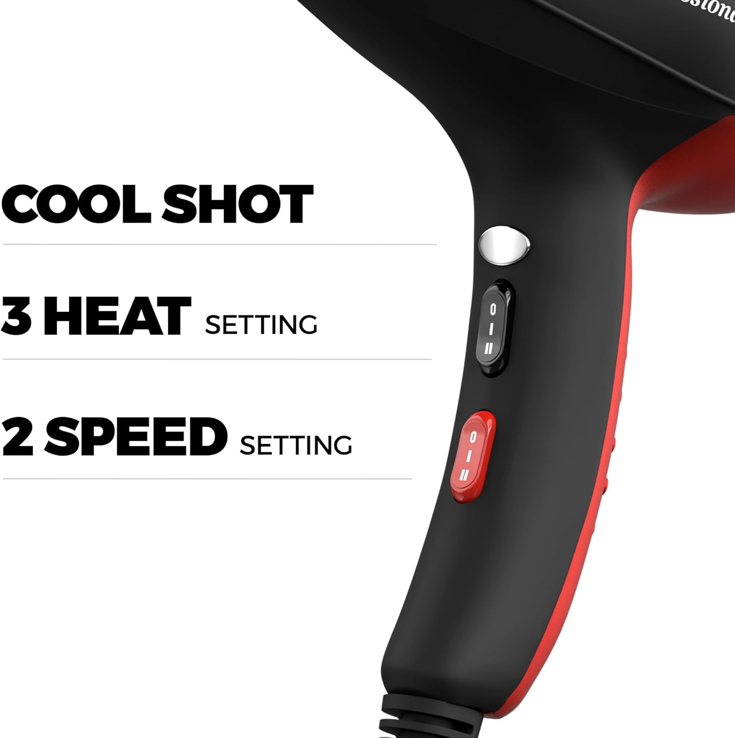 Professional Ionic Salon Hair Dryer, 2200 Watt Powerful AC Motor Ceramic Tourmaline Ion Blow Dryer, Quiet Hair Dryers with Diffuser & 2 Concentrator Nozzle Attachments Black/Red - Image 6