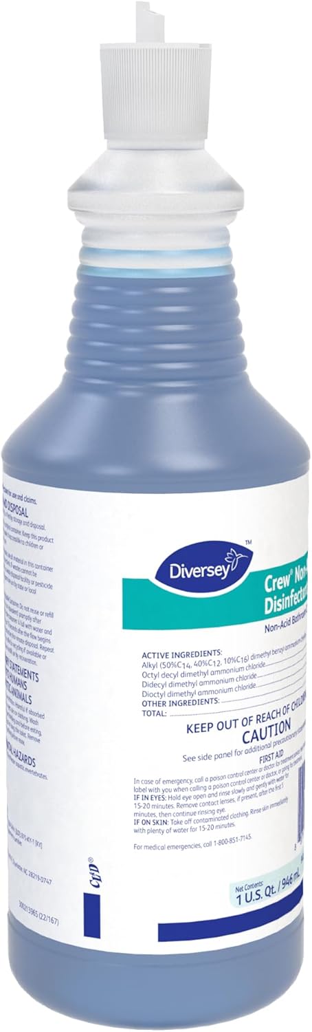 CREW Diversey 100925283 Neutral Non-Acid Bowl & Bathroom Disinfectant, 32 oz Squeeze Bottle, 12/CT - Image 5