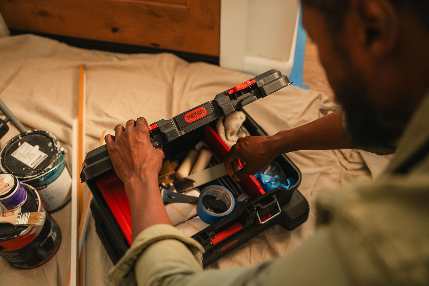 Keter Stack-n-Roll 3-Piece Rolling Tool Storage System – Includes Dolly, Tool Box & Deep Power Tool Case | Modular Mobile Tool Organizer | Stackable Design for Garage, Jobsite & Workshop - Image 6