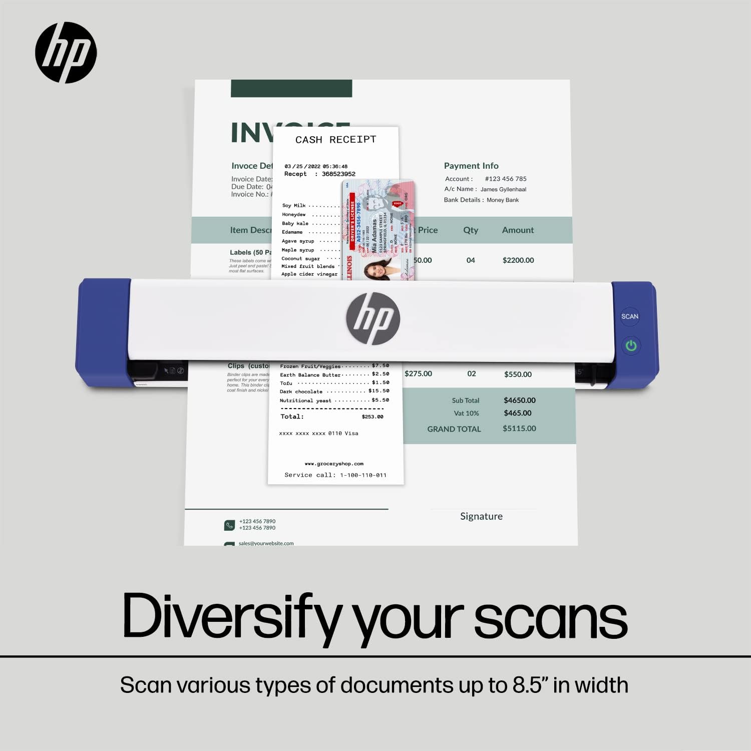 HP Small USB Document & Photo Scanner for Portable 1-Sided Sheetfed Digital Scanning, Model HPPS100, for Home, Office & Business, PC and Mac Compatible, HP WorkScan Software Included - Image 2