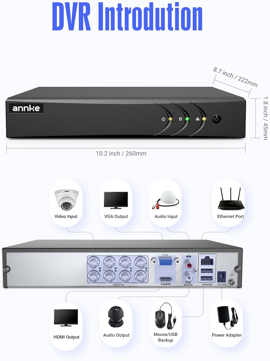ANNKE 3K Lite H.265+ Security DVR Recorder with AI Human/Vehicle Detection, 8CH Hybrid 5-in-1 CCTV DVR for Surveillance Camera, Supports 8CH Analog and 2CH IP Cameras, Remote Access (No Hard Drive) - Image 8