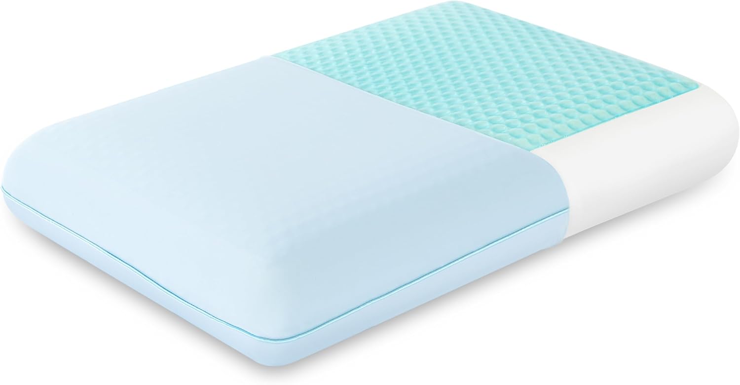 EGOHOME Cooling Gel Memory Foam Pillow - Reversible Cooling Cover, Neck Support for Side, Back and Stomach Sleepers, Removable & Machine Washable, All-Season Comfort, Standard Size, Blue