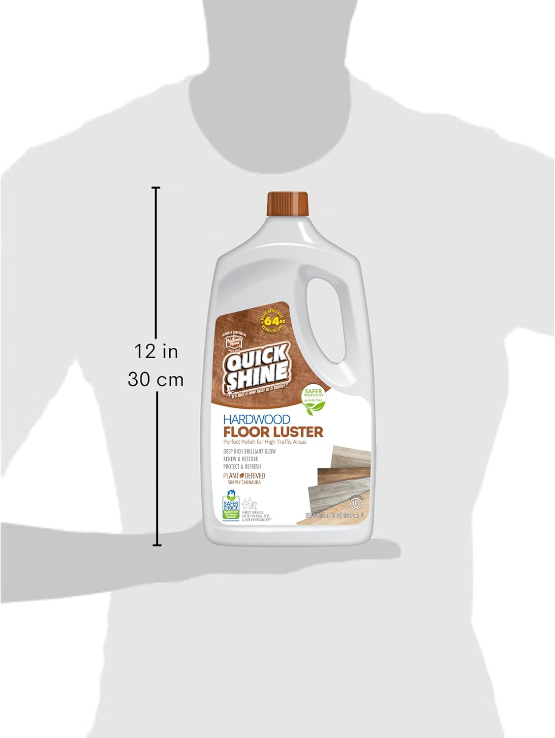 Quick Shine Hardwood Floor Luster-Polish 64oz | Plant-Derived w/Carnauba | Safer Choice, No PFAS, pH Neutral | Ready to Use Formula w/Anti-Slip Technology | Simply Squirt & Spread | Made in USA - Image 19
