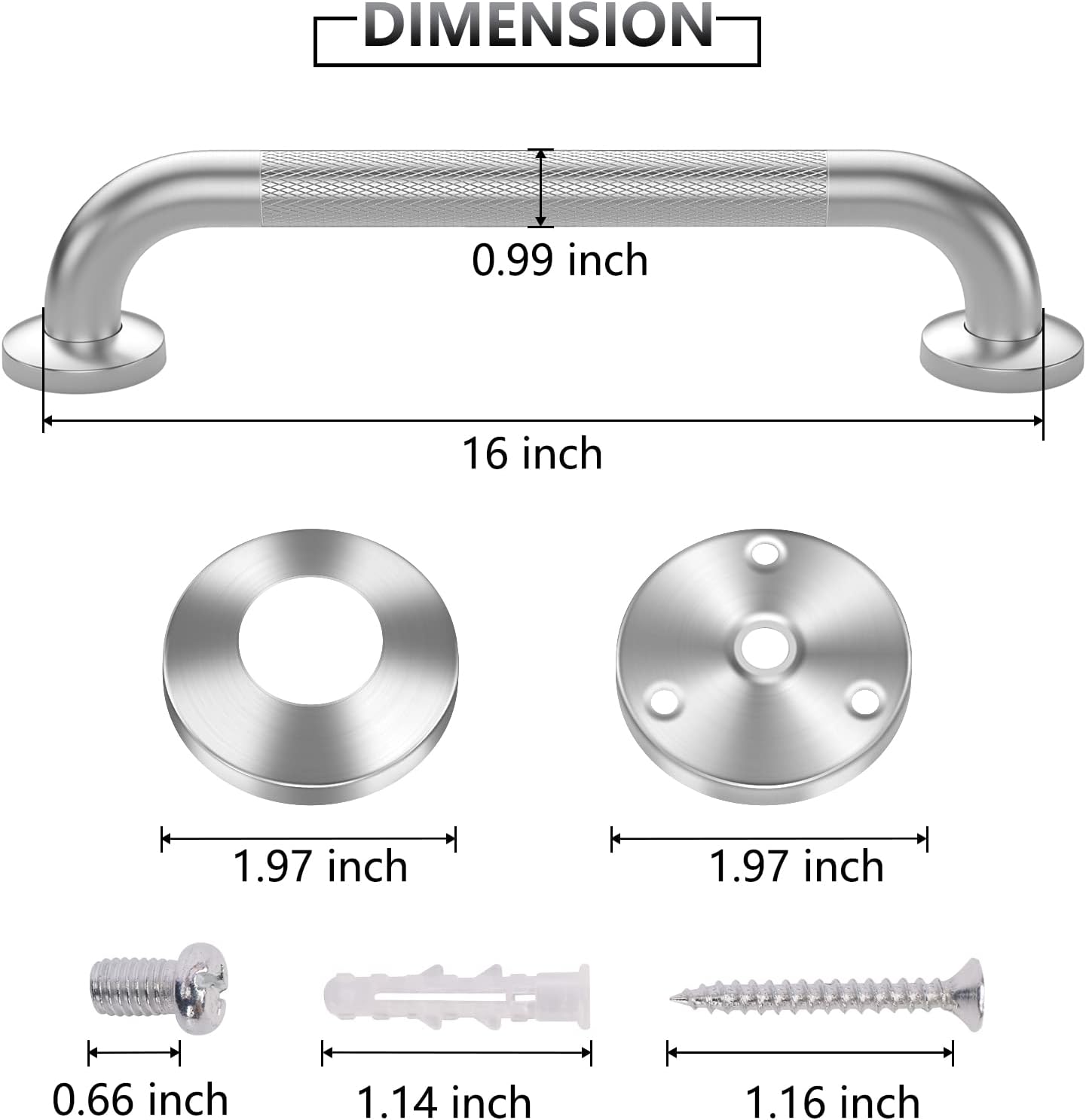 Grab Bars for Shower, 2 Pack 16 Inch Anti-Slip Safety Shower Handle for Senior, Stainless Steel Shower Grab Bars, Handicap Elderly Bathtub and Toilet Bathroom Assist - Image 2
