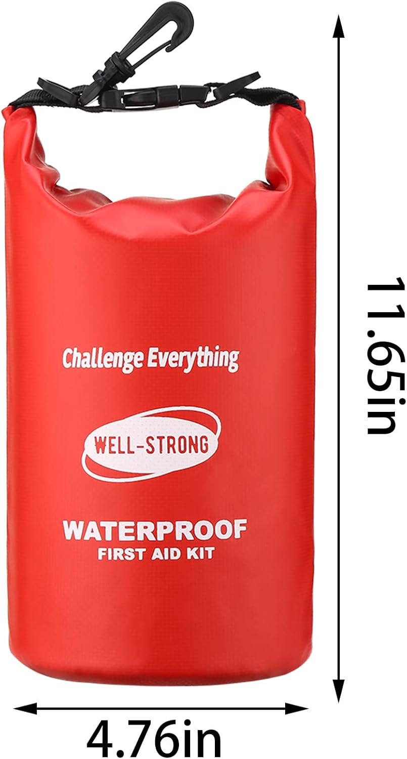 Emergency First Aid Kit for Boating & Marine Safety Waterproof Medical Supplies with Roll Top Design for Fishing, Kayaking Red - Image 8