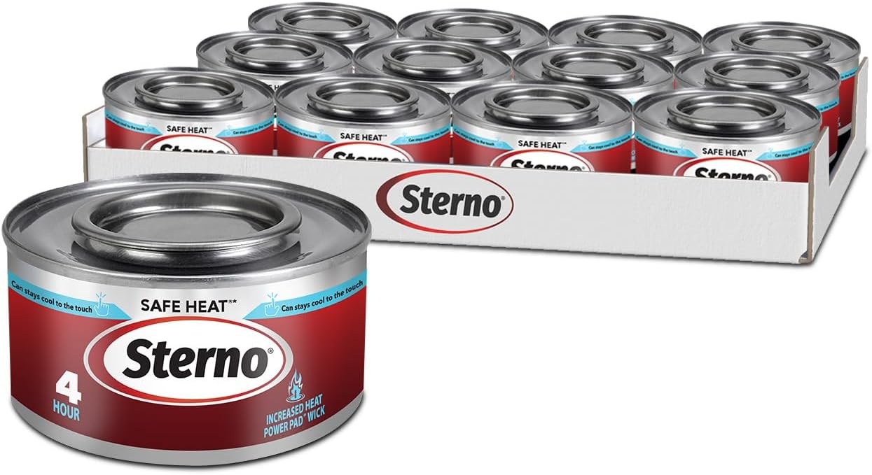 Sterno Fuel Cans - 4-Hour Burn, (24-Pack) Chafing Dish Fuel Can Burners for Food Warmer, Chafer Fuel Canned Heat, Safe Heat