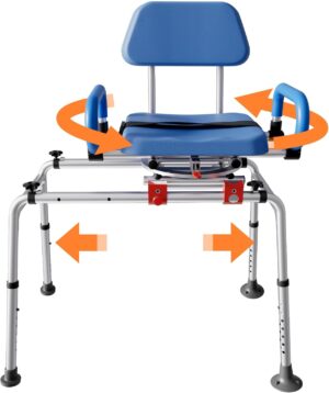 VOCIC Sliding Shower Chair with Swi...