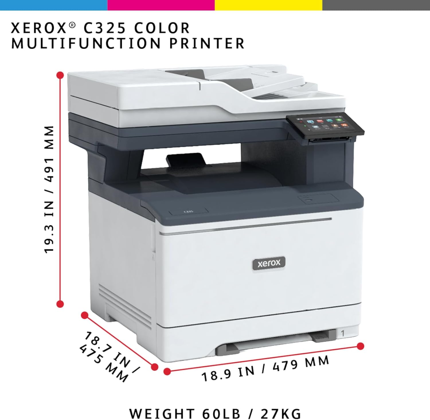 Xerox C325dni Wireless Printer - 35ppm Color Laser All in One Multifunction Printer with Automatic 2-Sided Printing, Home, Office or Small Business Use - Copy/Print/Scan/Fax - Color Touchscreen - Image 2