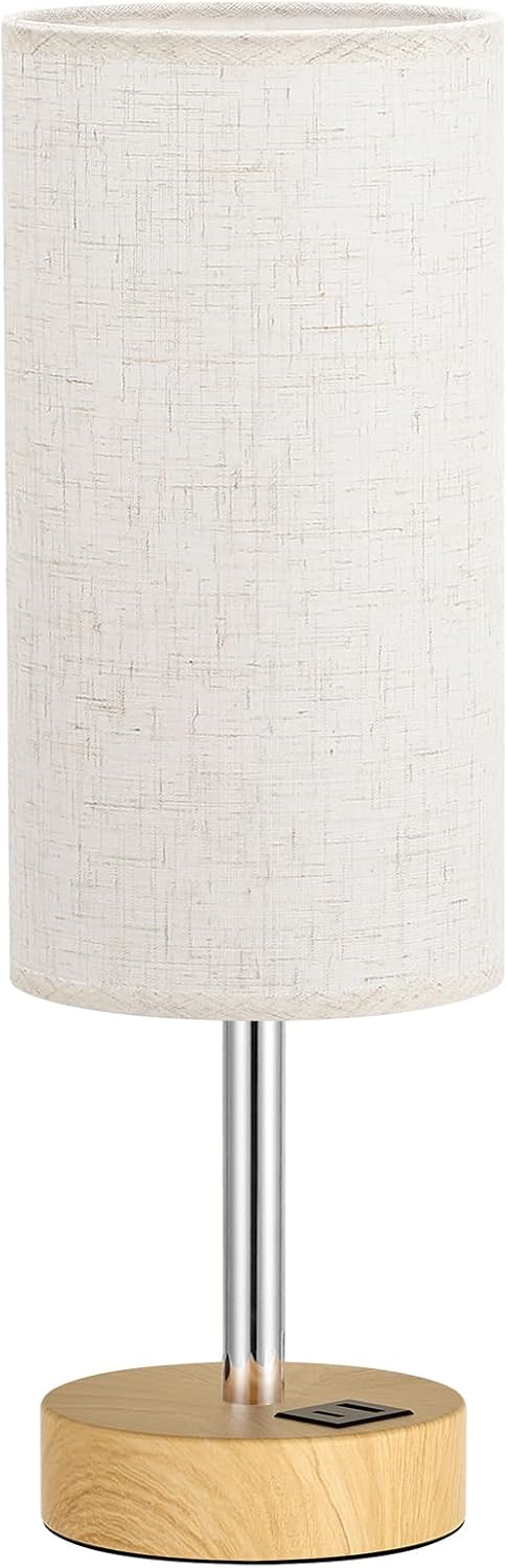 Dicoool Touch Bedside Table Lamp with USB - 3 Way Dimmable Wood Lamp for Bedroom Nightstand, Desk Lamp with Charging Station for Dorm, Living Room, Office, Kids Room, Small, 14in - Image 8