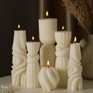 6 Pcs Pillar Candles Decorative Mod...