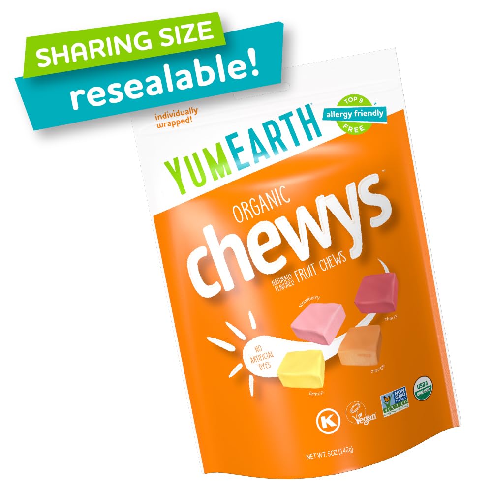 YumEarth Organic Fruit Chews - Fruit Flavored Candy Chews, No Dye, Allergy Friendly, Gluten Free, Non-GMO, Vegan Candy with No Artificial Dyes, 5 ounce (Pack of 6) - Image 4