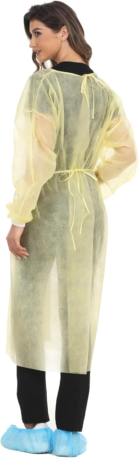 Disposable Isolation Gown Polypropylene Gowns with Knit Cuff Long Sleeve Pack of 15 - Image 2
