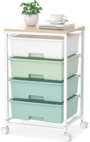 Utility Cart with 4 Drawers,Rolling...