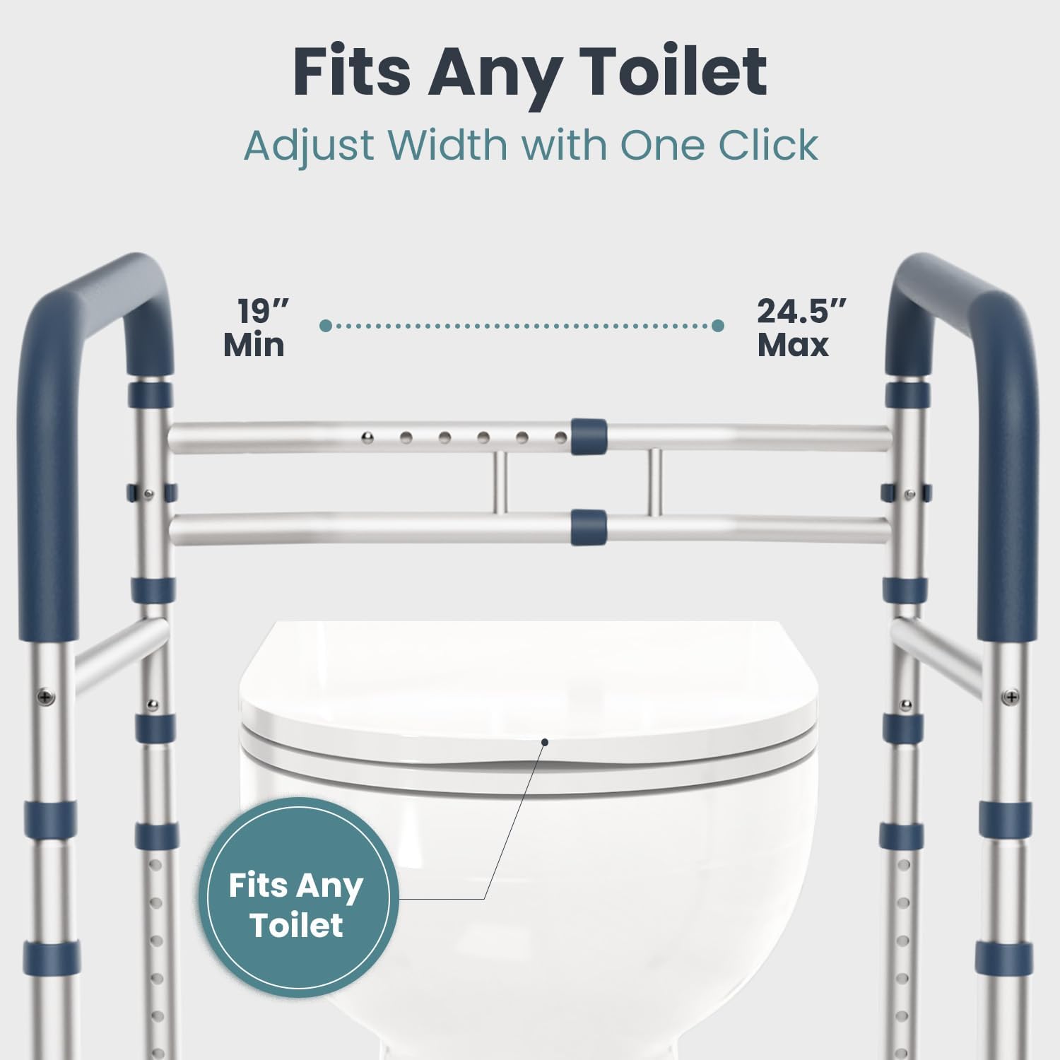 PELEGON Toilet Safety Rails (350 lb) - Adjustable Toilet Safety Frame & Rails, Toilet Safety Rail for Elderly Adults, Toilet Handles for Seniors, Toilet Bars for Elderly & Handicap - Image 4