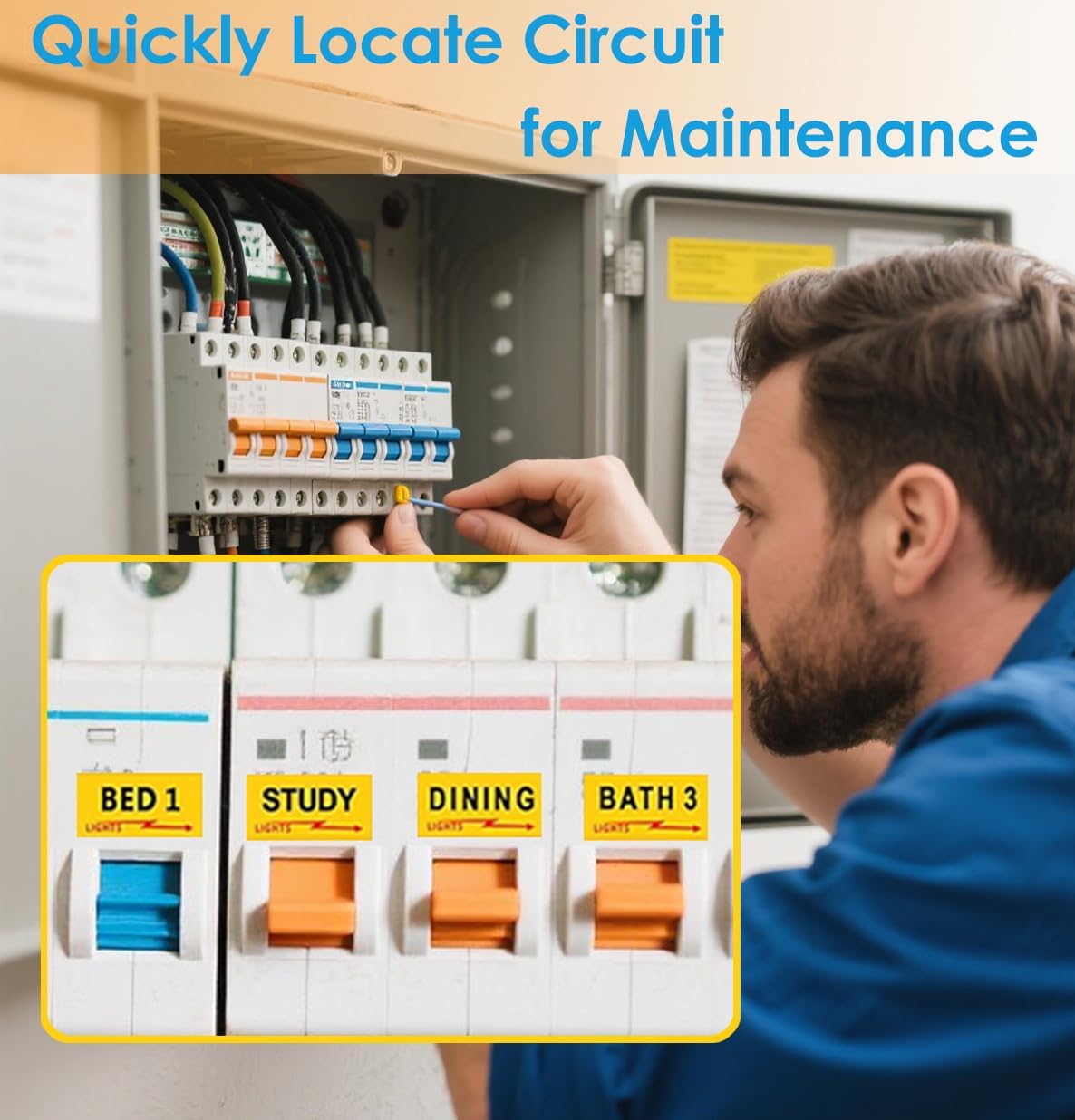 Premium Easy Read and Install Circuit Breaker Labels, Breaker Box Label, Electrical Panel Labels Fuse Box Stickers (Yellow) - Image 3