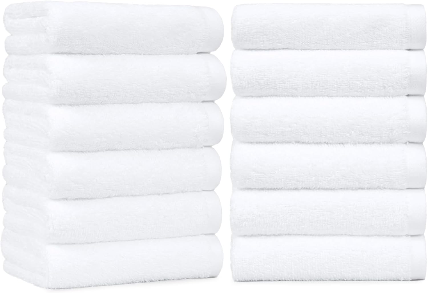 Amazon Basics Soft and Thick Cotton Hand Towels, 16 x 26 in, White, 12-Pack
