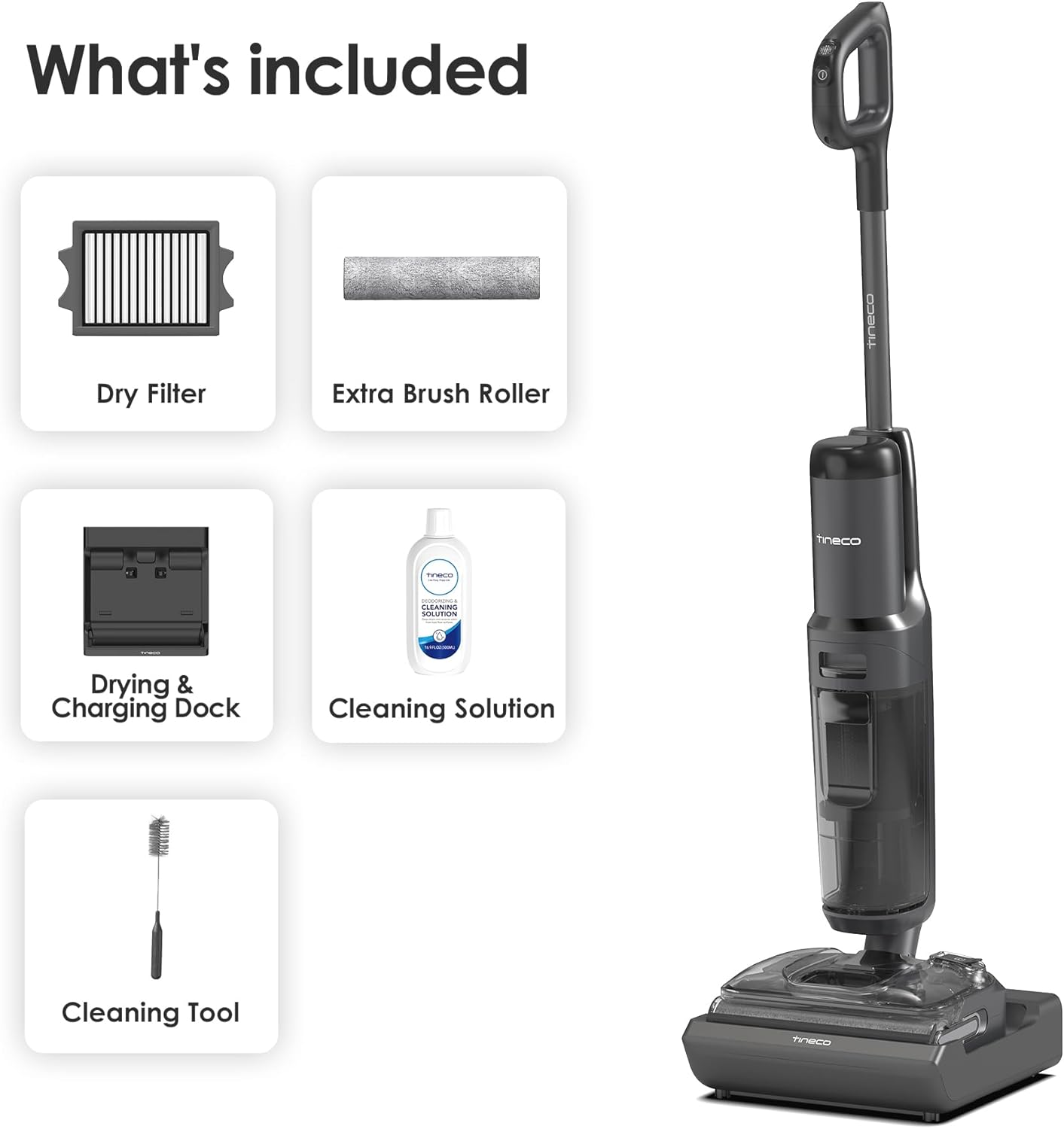 Tineco Floor ONE S7 Stretch Ultra Cordless Wet Dry Vacuum Cleaner, 180°Lay-Flat Anti-Tangle Design, 50 Minutes Runtime, 185℉ Flashdry Self-Cleaning, Dual-Sided Edge Cleaning Floor Cleaner - Image 9