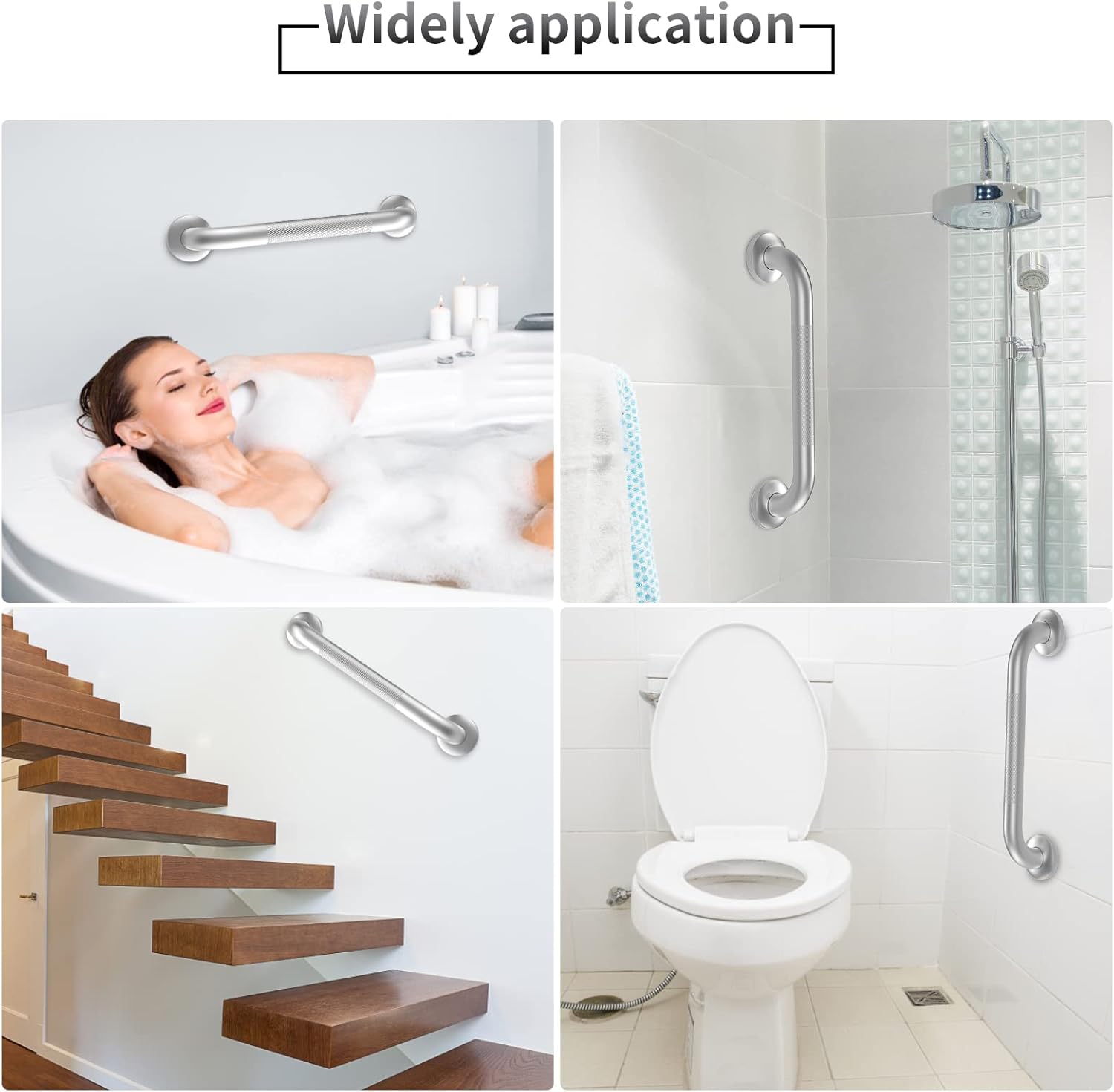 Grab Bars for Shower, 2 Pack 16 Inch Anti-Slip Safety Shower Handle for Senior, Stainless Steel Shower Grab Bars, Handicap Elderly Bathtub and Toilet Bathroom Assist - Image 5