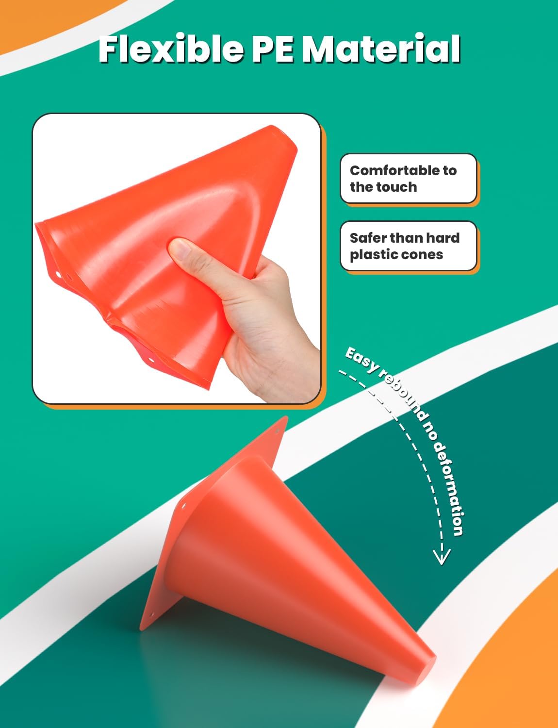 GHB Soccer Cones 7" 9" of 12 24 Pack Disc Soccer Sport Cones Training Field Marker Agility Cones for Basketball, Coaching, Practice Equipment Includes Drills Guide - Image 2