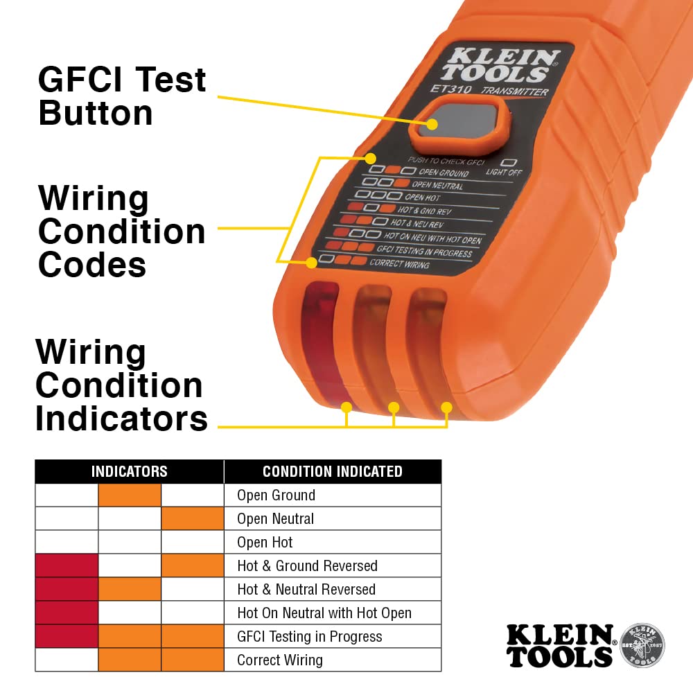 Klein Tools ET310 AC Circuit Breaker Finder, Electric and Voltage Tester with Integrated GFCI Outlet Tester - Image 3