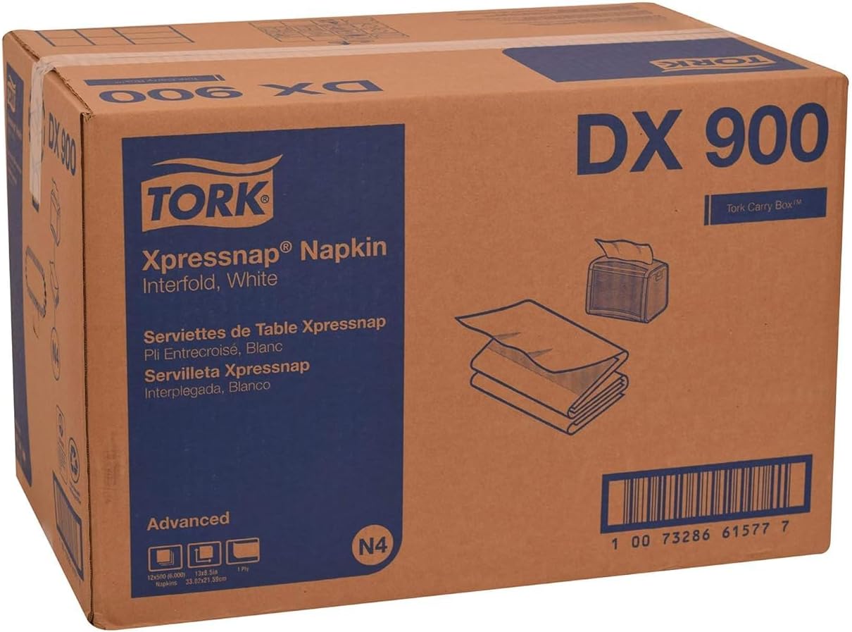 Tork Xpressnap White Dispenser Napkins N4 Advanced Interfold 1-Ply for Hygienic Dispensing 12 Packs of 500 (6000 Total) - (DX900) - Image 9
