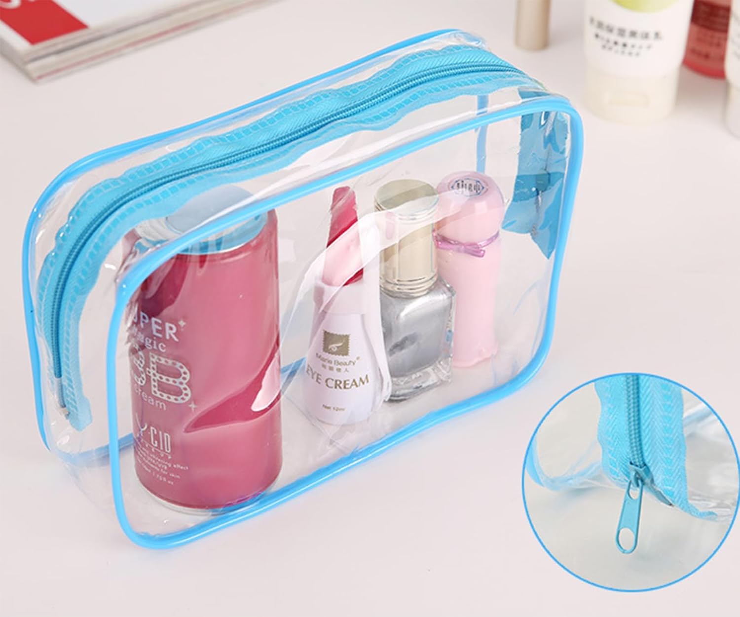 20 Packs Clear Cosmetics Bags for Women Men Waterproof Toiletry Bags PVC Makeup Bags Organizer Case with Zipper for Travel Bathroom (20PCS -8Colors) - Image 4