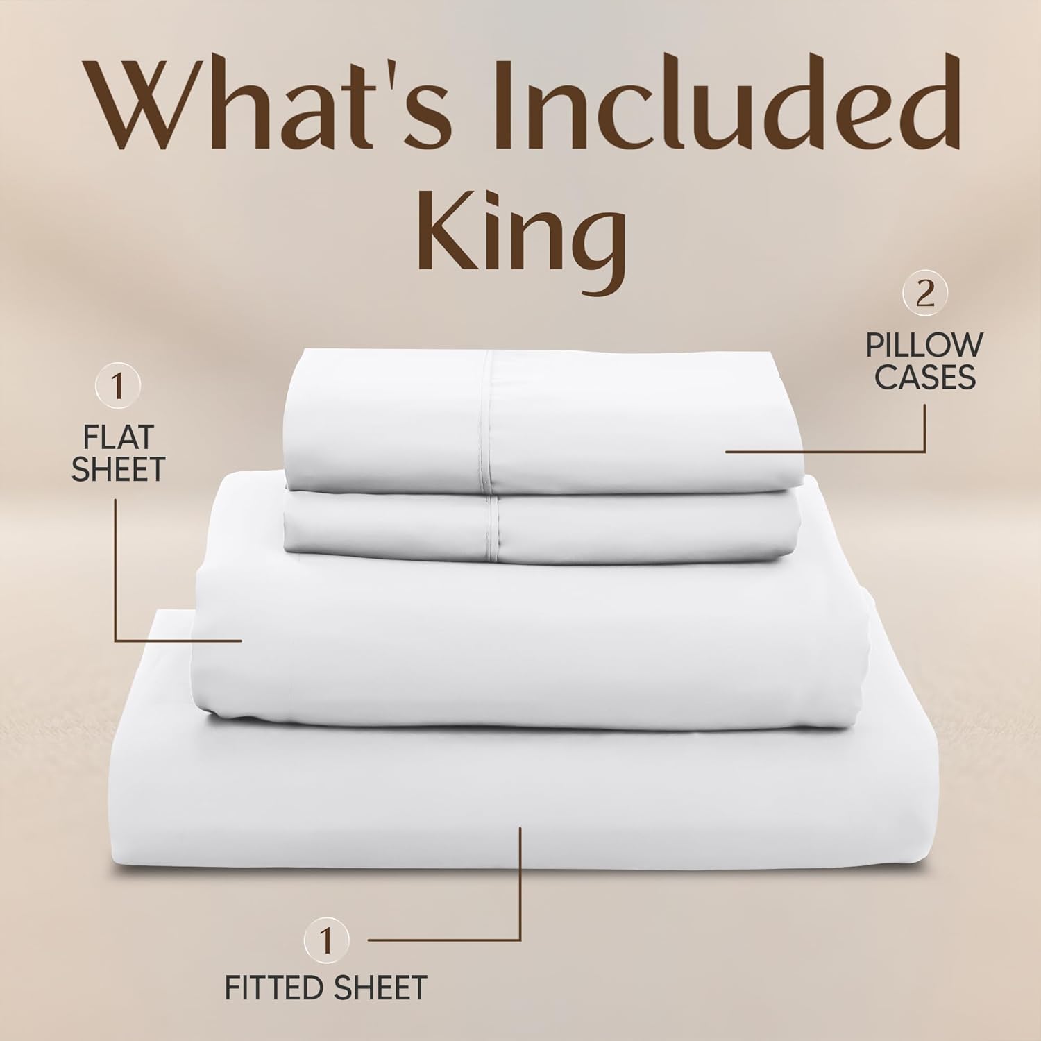 Utopia Bedding King Sheet Set 4 Piece Bed Sheets for King Size Bed, Hotel Luxury, Extra Soft, Cooling Bed Sheets - Wrinkle, and Fade Resistant (White) - Image 3