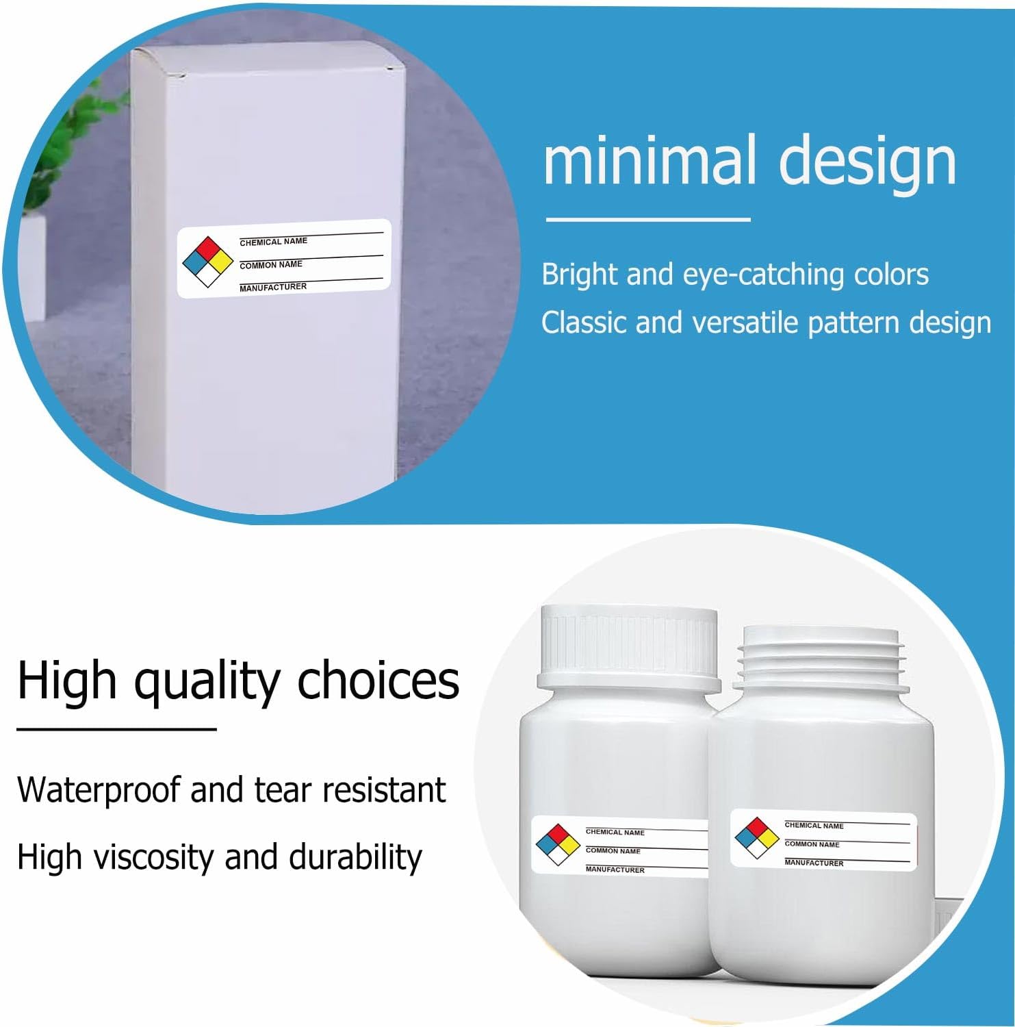 SDS Stickers/MSDS Stickers for Chemical Safty Data 1 X 3 Inches - Chemical Identifying and Labeling Sticker Decals - 250 HIMG Write-in Labels - Image 2