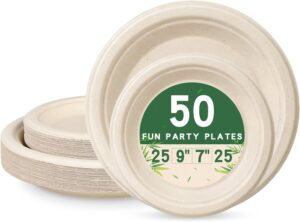 50 Pcs Disposable Paper Plates Heav...