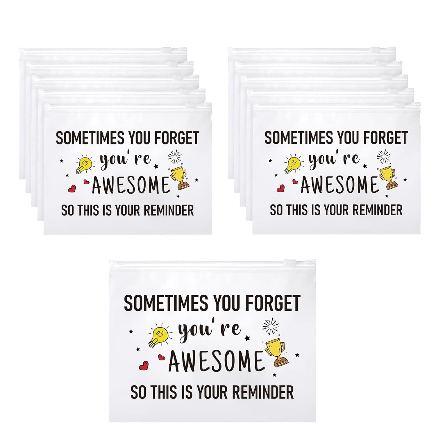 Reginary 50 Pcs Inspirational Gifts Bulk for Women Cosmetic Bag EVA Makeup Bag with Zipper for Birthday Employee Coworker Colleague Staff Encouragement Motivational Presents(You Are Awesome)