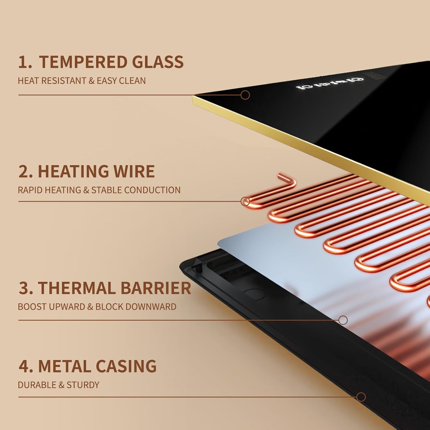 Food Warmers for Parties Buffet, (47"x12") Assemblable Stackable Electric Warming Tray with 8-Level Temperature Adjustment and 8-Hour Timer, Upgraded Desktop-Protecting Food Warming Mat - Image 3