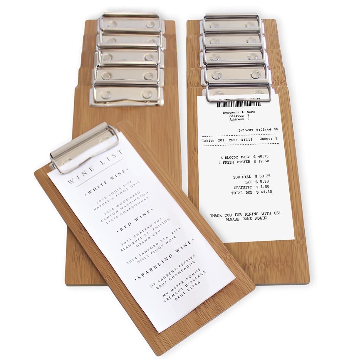 Olbia 10-Pack Wood Check Presenters for Restaurants, Server Book, Menu Holder for Cafes, Wooden Clip Board, Cute Waitress Book Organizer, Server Note Pads, Guest Check Book 8" x 4" (Natural) - Image 8