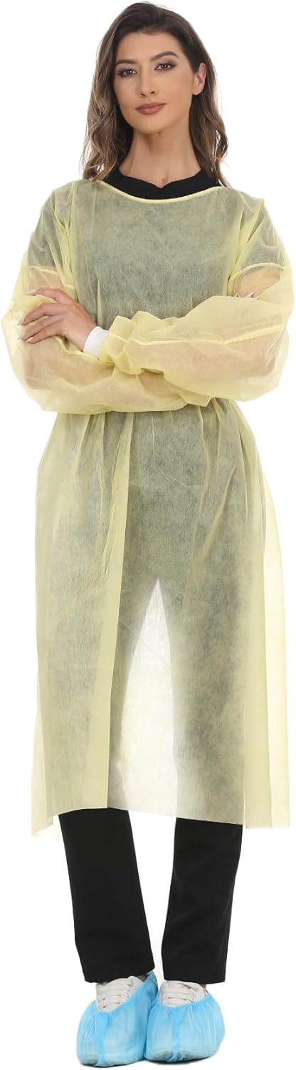 Disposable Isolation Gown Polypropylene Gowns with Knit Cuff Long Sleeve Pack of 15 - Image 3