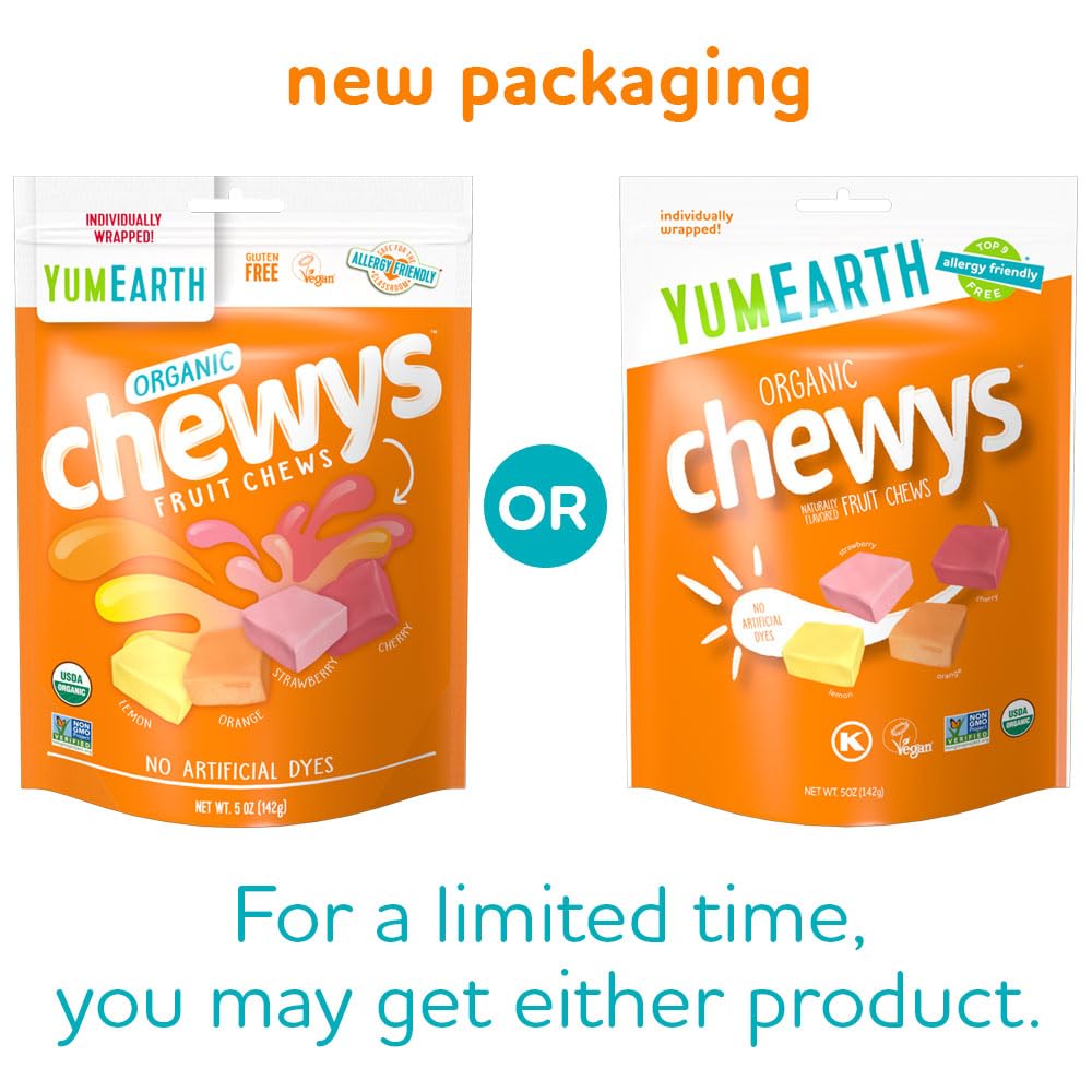 YumEarth Organic Fruit Chews - Fruit Flavored Candy Chews, No Dye, Allergy Friendly, Gluten Free, Non-GMO, Vegan Candy with No Artificial Dyes, 5 ounce (Pack of 6) - Image 3