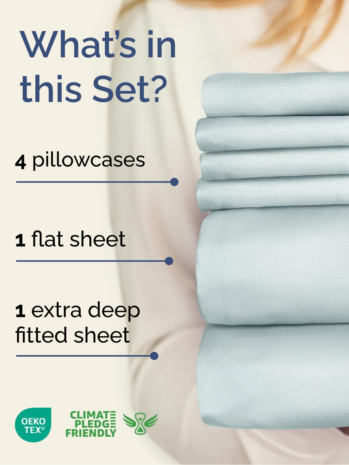 Extra Deep King Sheet Set - 6 Piece Breathable and Cooling Sheets - Hotel Luxury Bedding for Women, Men, Kids & Teens - Easy & Secure Fit - Soft, Wrinkle Free and Comfy - Extra Deep Pockets - Ice Blue - Image 2