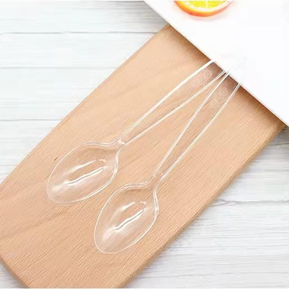 100 Count Plastic Silverware, Heavy Weight Plastic Forks Spoons Disposable Utensils Cutlery Set for Wedding Party Supplies Everyday Use - Image 6
