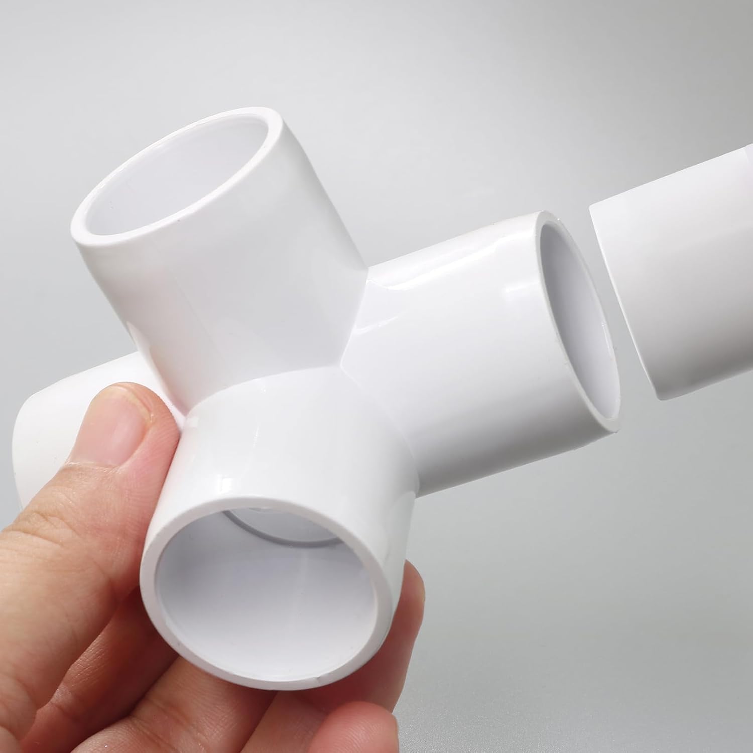 4 Way PVC Pipe Fittings 3/4 Inch, Zernmiarder White PVC Elbow Corner Side Outlet Tee Fitting, SCH40 Furniture Grade Pipe Connectors - Fits 3/4" Polyvinyl Chloride Pipes, 4 Pieces - Image 8
