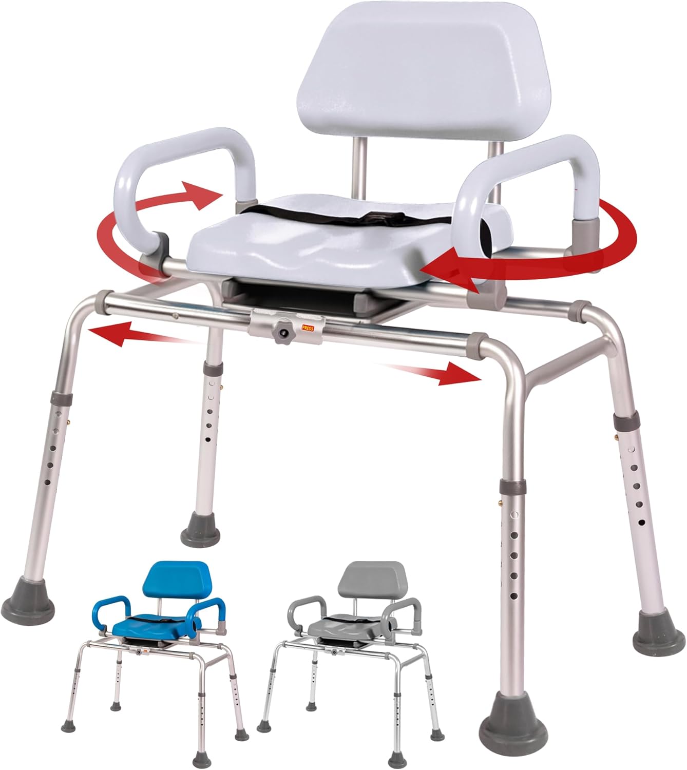 Platinum Health Carousel Sliding Shower Chair Transfer Bench with Swivel Seat (White) - Image 2