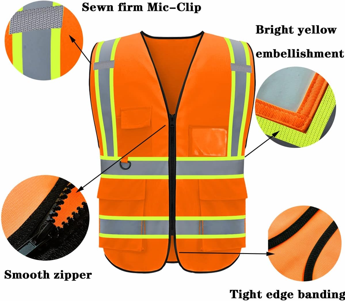 BeautyWill Custom Safety Vest Logo Class 2 High Visibility Reflevtive Vest Outdoor Protective Workwear - Image 3