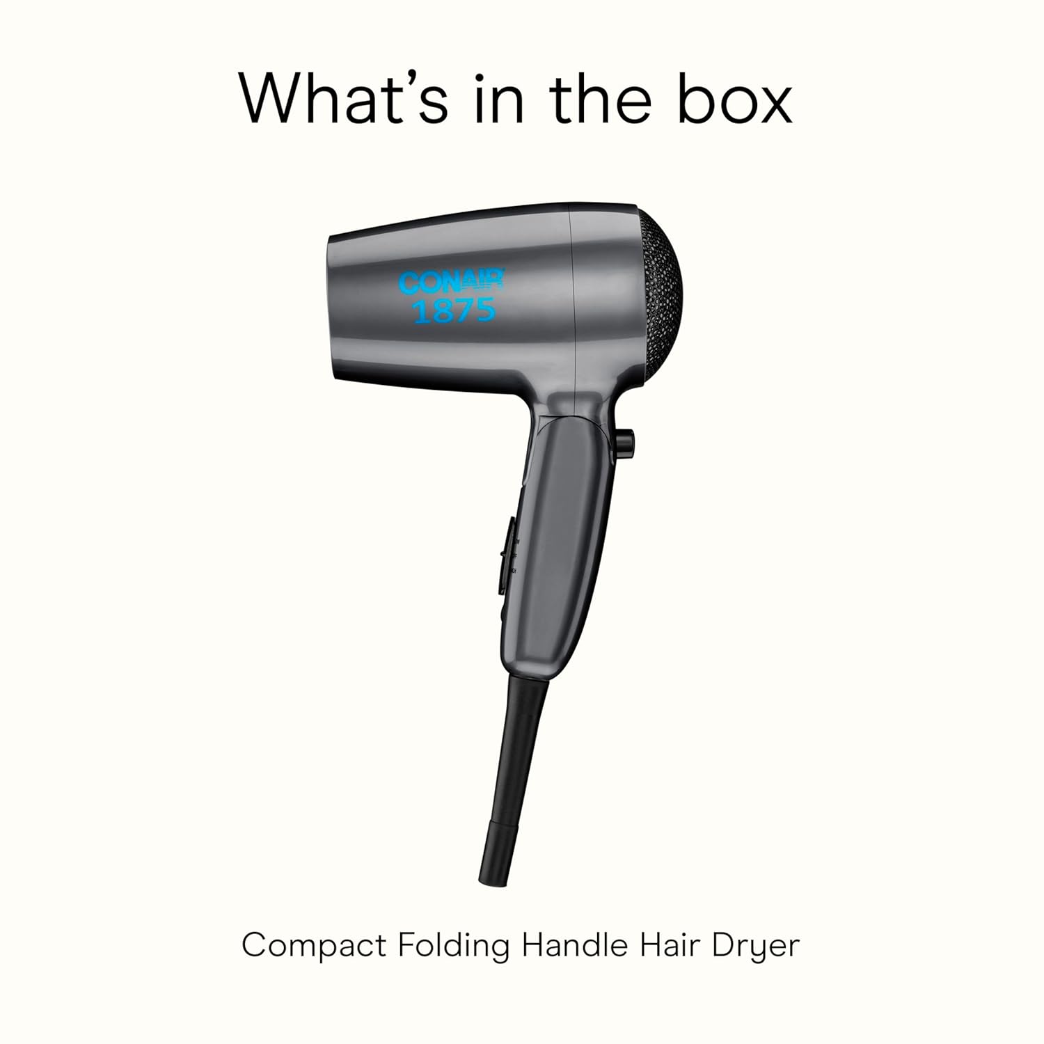 Conair Travel Hair Dryer with Dual Voltage, 1875W Compact Blow Dryer with Folding Handle, Gray - Image 11
