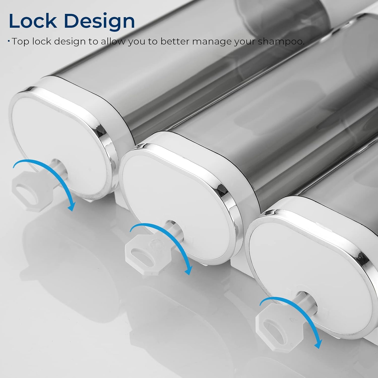 Shampoo and Conditioner Dispenser, Pollock Shower Soap Dispenser 3 Chamber No Drill, Wall Mounted Shampoo Body Wash Conditioner for Bathroom Large Capacity,White - Image 8