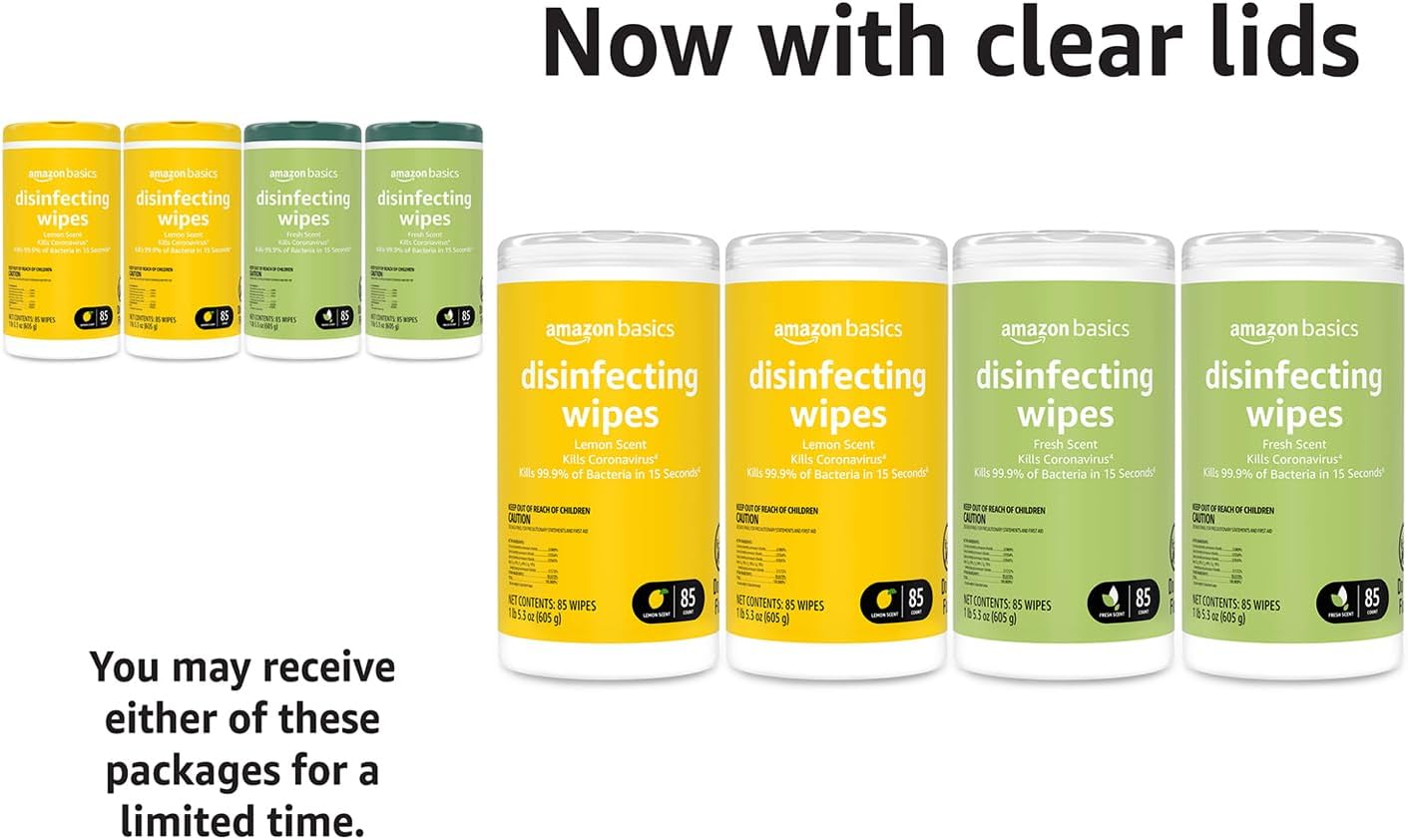 Amazon Basics Disinfecting Wipes, Lemon & Fresh Scent, Thick, Sanitizes/Cleans/Disinfects/Deodorizes, 340 Count (4 Packs of 85) - Image 7