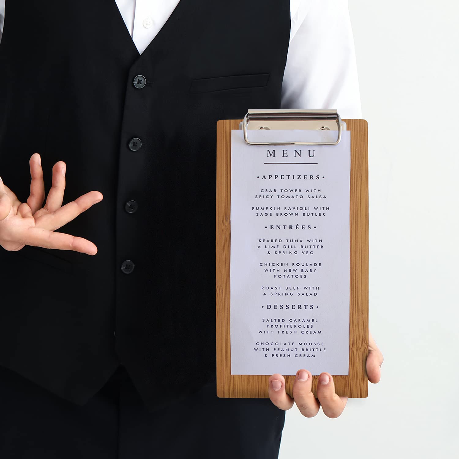 Olbia 10-Pack Wood Check Presenters for Restaurants, Server Book, Menu Holder for Cafes, Wooden Clip Board, Cute Waitress Book Organizer, Server Note Pads, Guest Check Book 8" x 4" (Natural) - Image 6