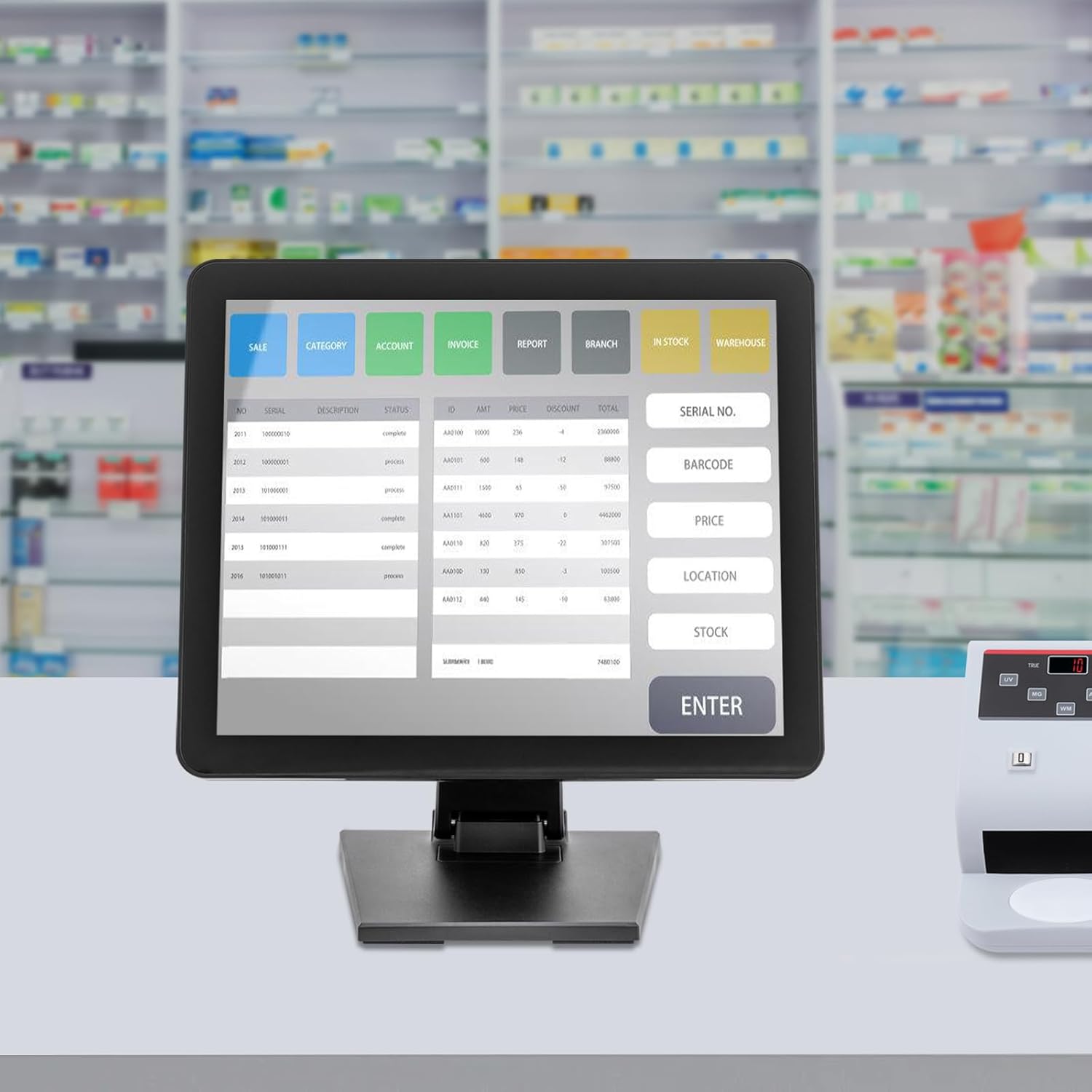 Cash Register Displays 17Inch Touch Screen LCD Display Monitor Cash Register, Adjustable Touch Screen PC POS Systems for Win7 8 10 Android Raspberry Pi Linux - Image 6