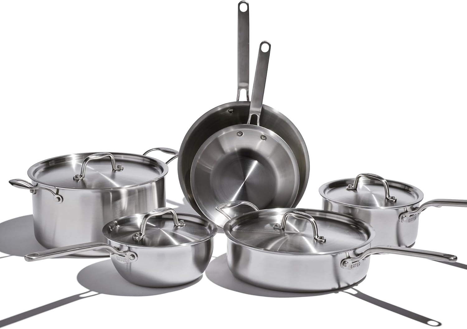 Heritage Steel Eater Series 10 Piece Cookware Set | Made in USA | 5 Ply Fully Clad Stainless Steel Cookware Set | Stay Cool Handle | Induction Ready & Non-Toxic
