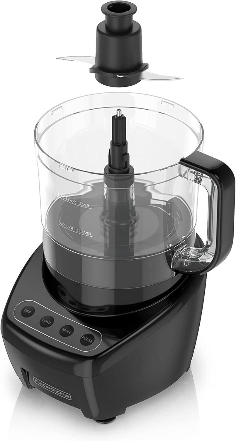 BLACK+DECKER 3-in-1 Easy Assembly 8-Cup Food Processor, Stainless Steel S-Blade, Easy-Clean, Touchpad Controls Black - Image 8
