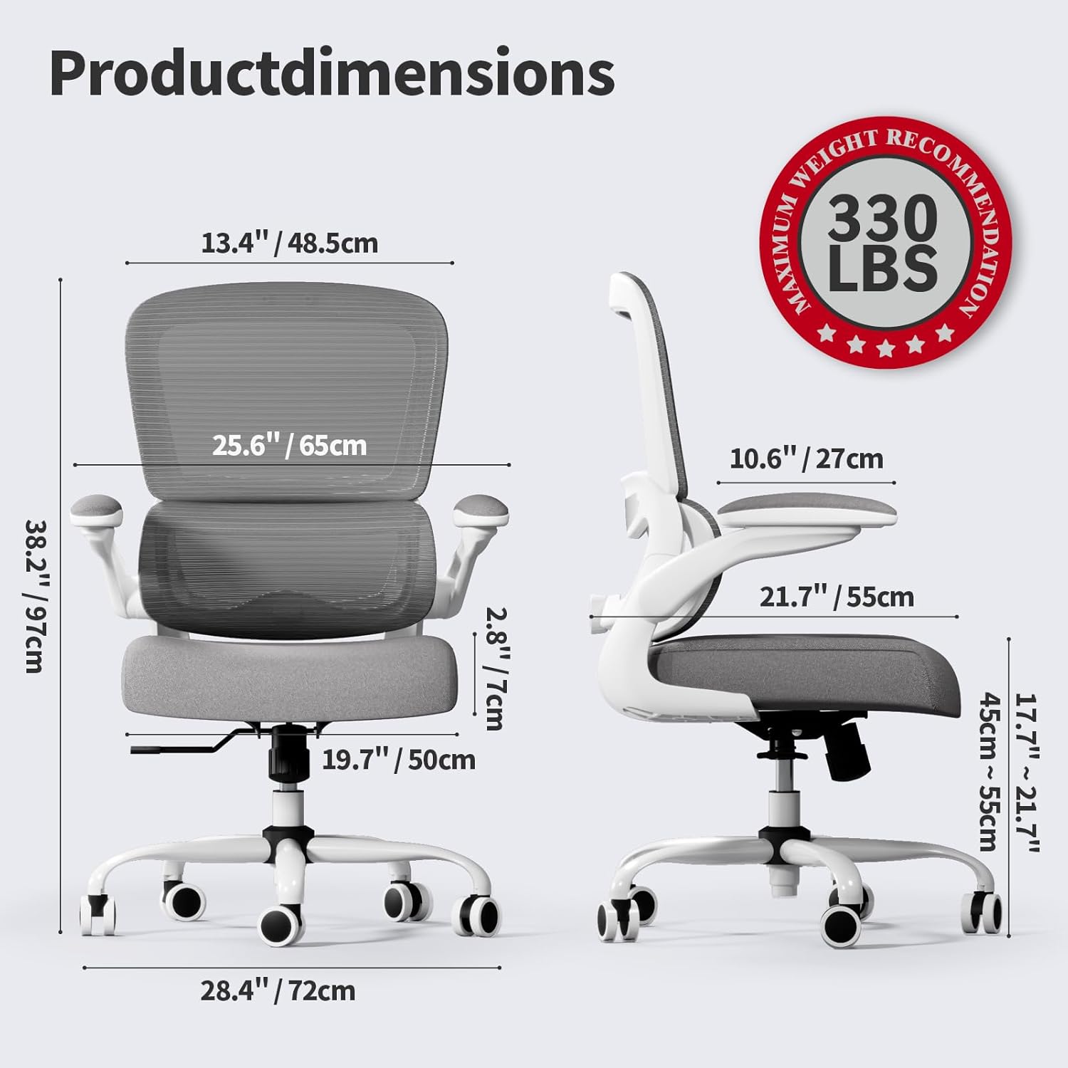 TRALT Office Chair - Ergonomic Desk Chair with Adjustable Lumbar Support, Mesh Computer Chair, Executive Chairs for Home Office Comfortable Lumbar Support (White) - Image 2