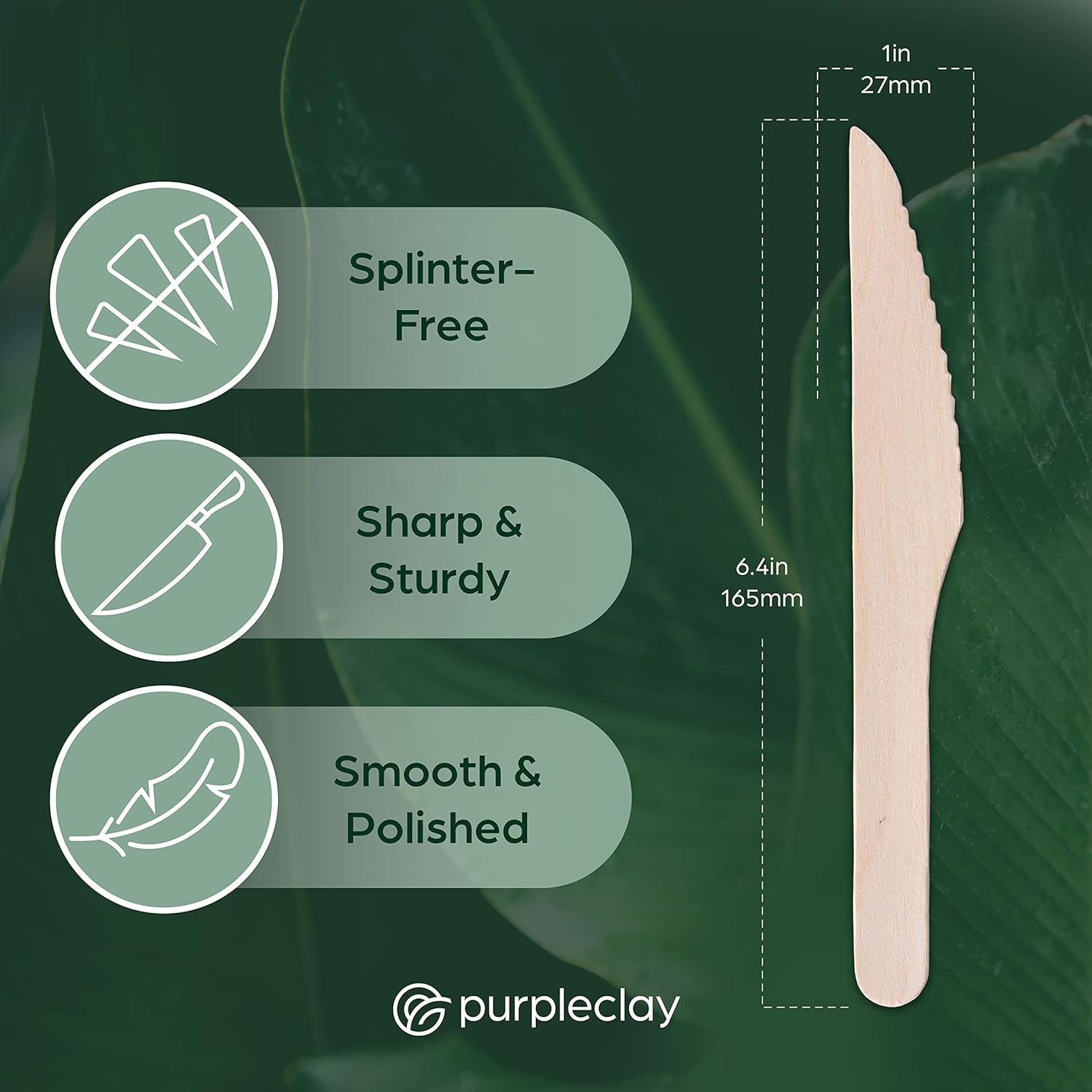 Wooden Disposable Knives - 300 Piece Wood Compostable Knives - Eco-Friendly Biodegradable Utensils for Party - Free From Plastic Cutlery Set - Disposable Cutlery for Eating - Compostable Utensils - Image 4