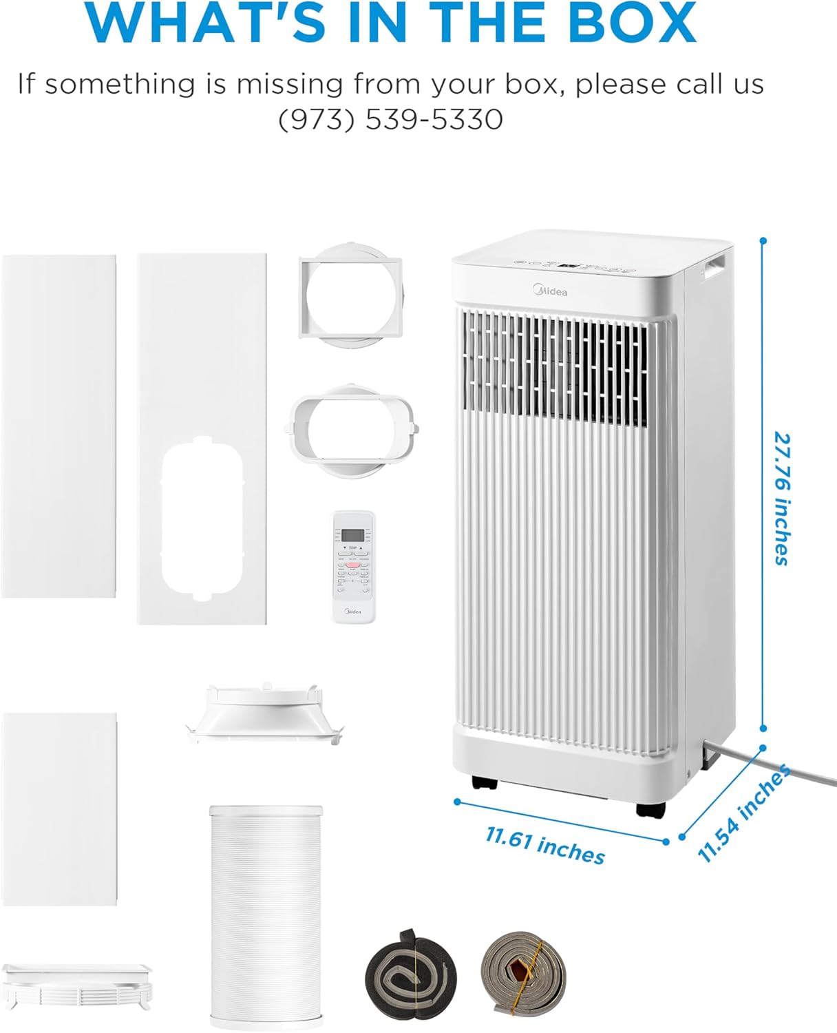 Midea 10,000 BTU ASHRAE (7,100 BTU SACC) Portable Air Conditioner, Smart Control, Cools up to 300 Sq. Ft., with Dehumidifier & Fan mode, Easy- to-use Remote Control & Window Installation Kit Included - Image 7