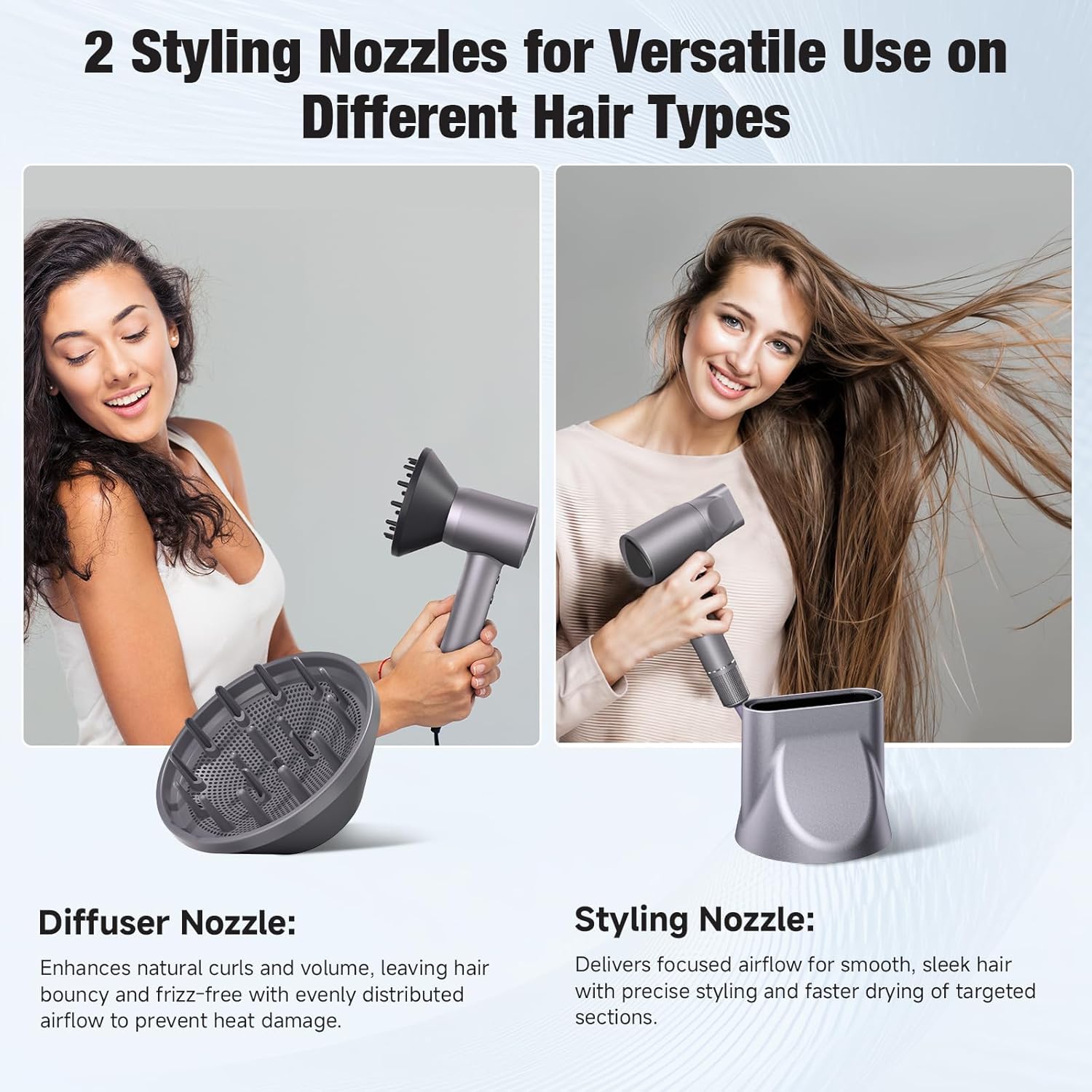 Hair Dryer, 160000 RPM Portable Professional Ionic Hair Dryer with 500 Million Negative Ions, Fast-Drying, Low Noise with Diffuser & Nozzle, Lightweight for Home and Travel - Image 3